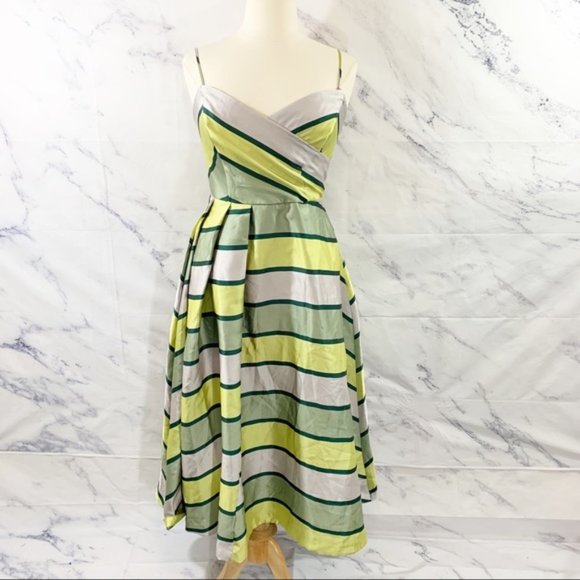 ASOS Dresses & Skirts - ASOS Green Striped Dress Adjustable Straps 12